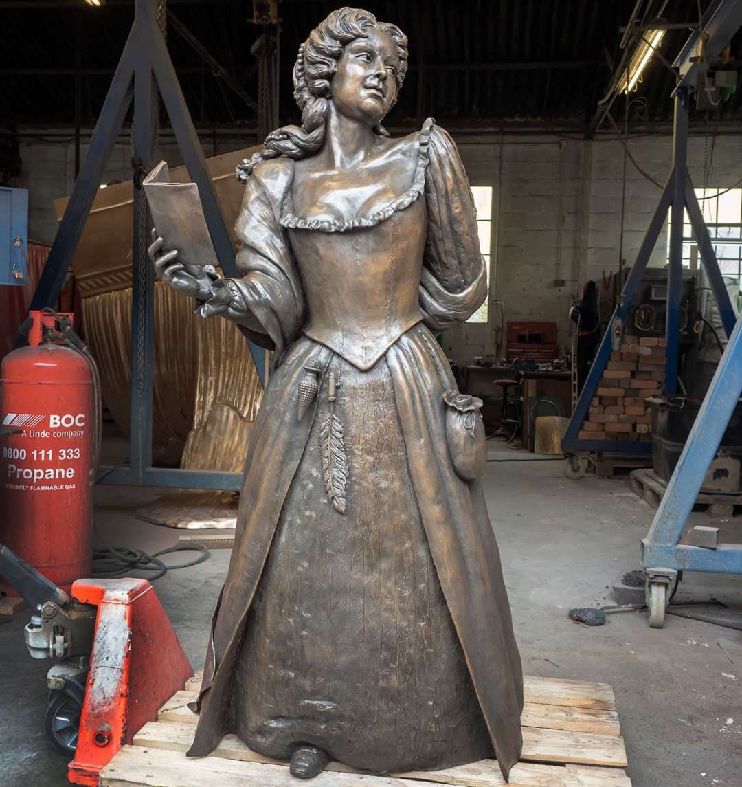 The bronze statue of pioneering author Aphra Behn is 5ft 10in and weighs 350kg. Picture: Canterbury Commemoration Society